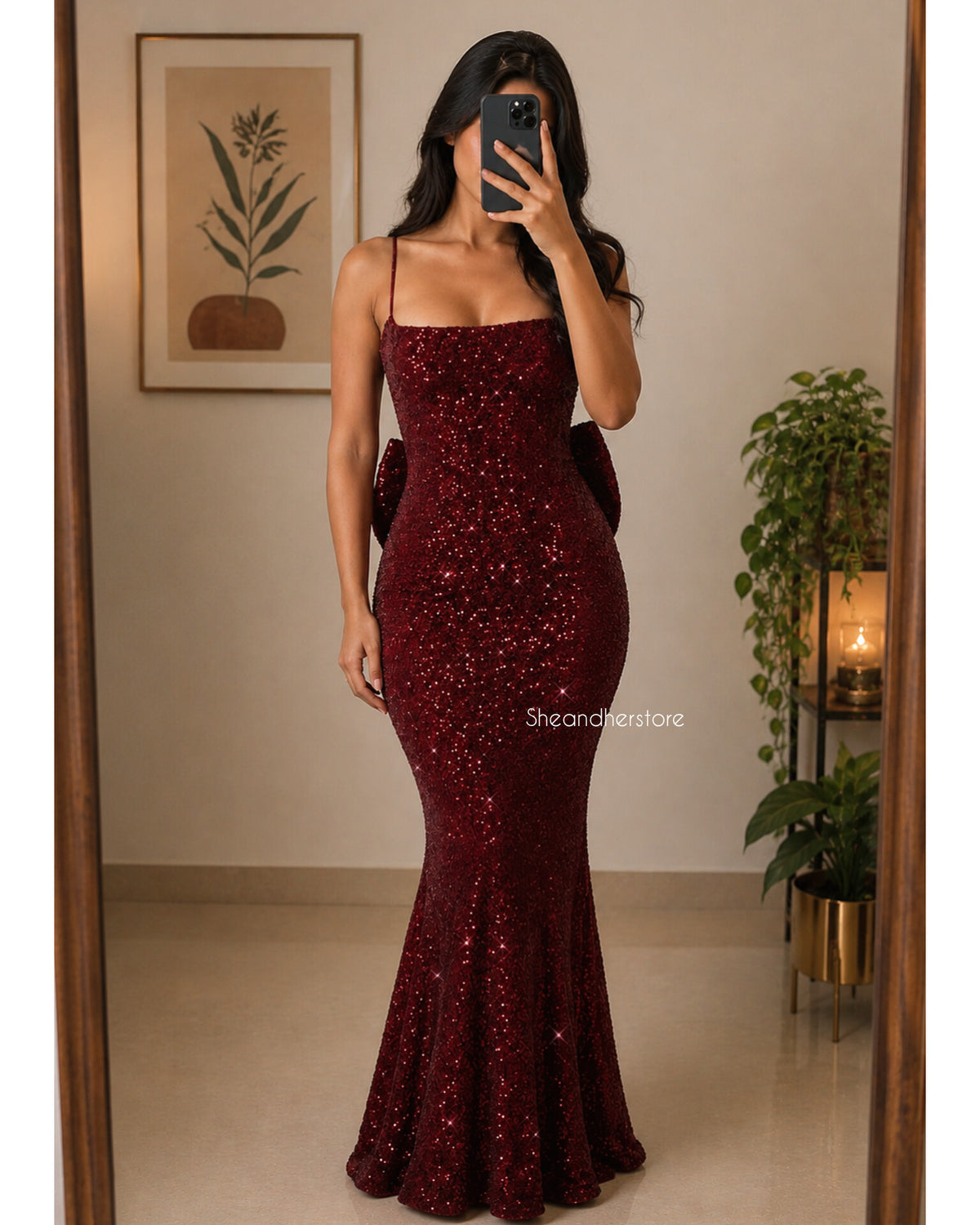 TIFFANY Sequin Backless Dress with Bow