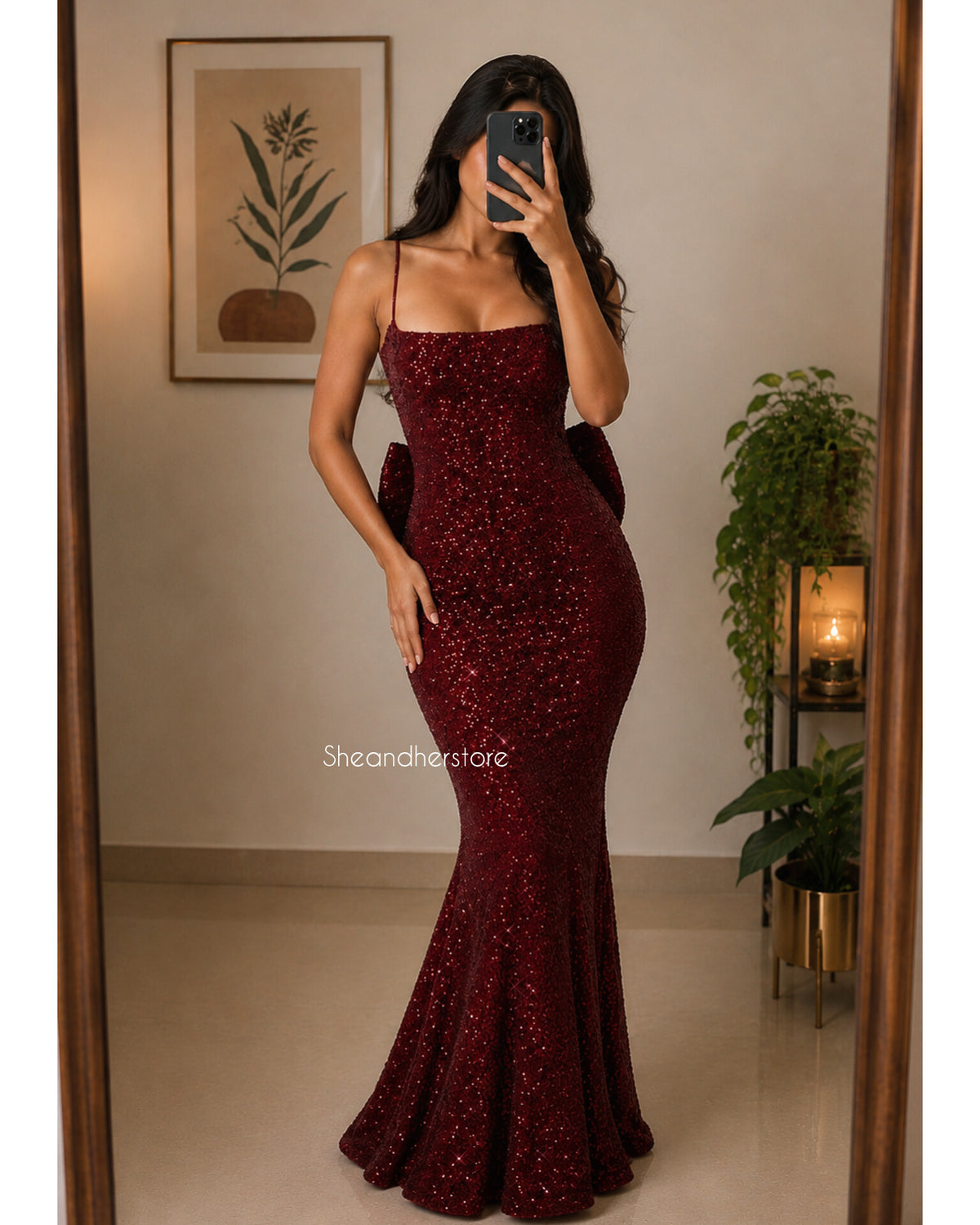 TIFFANY Sequin Backless Dress with Bow